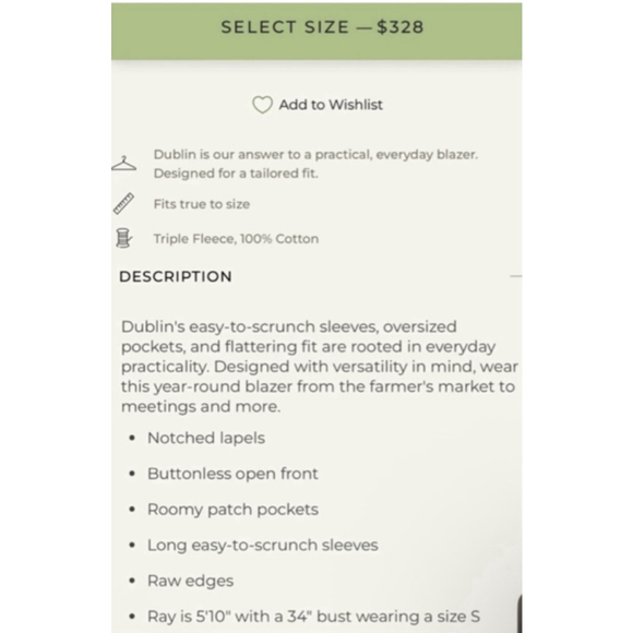 New Frank & Eileen Camel Triple Fleece Dublin Blazer XS - Picture 3 of 3